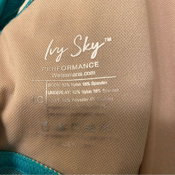 WEISSMAN Ivy Sky Dance Costume teal aqua blue Crystal Back Panel Dress D10928 LC - Picture 9 of 14